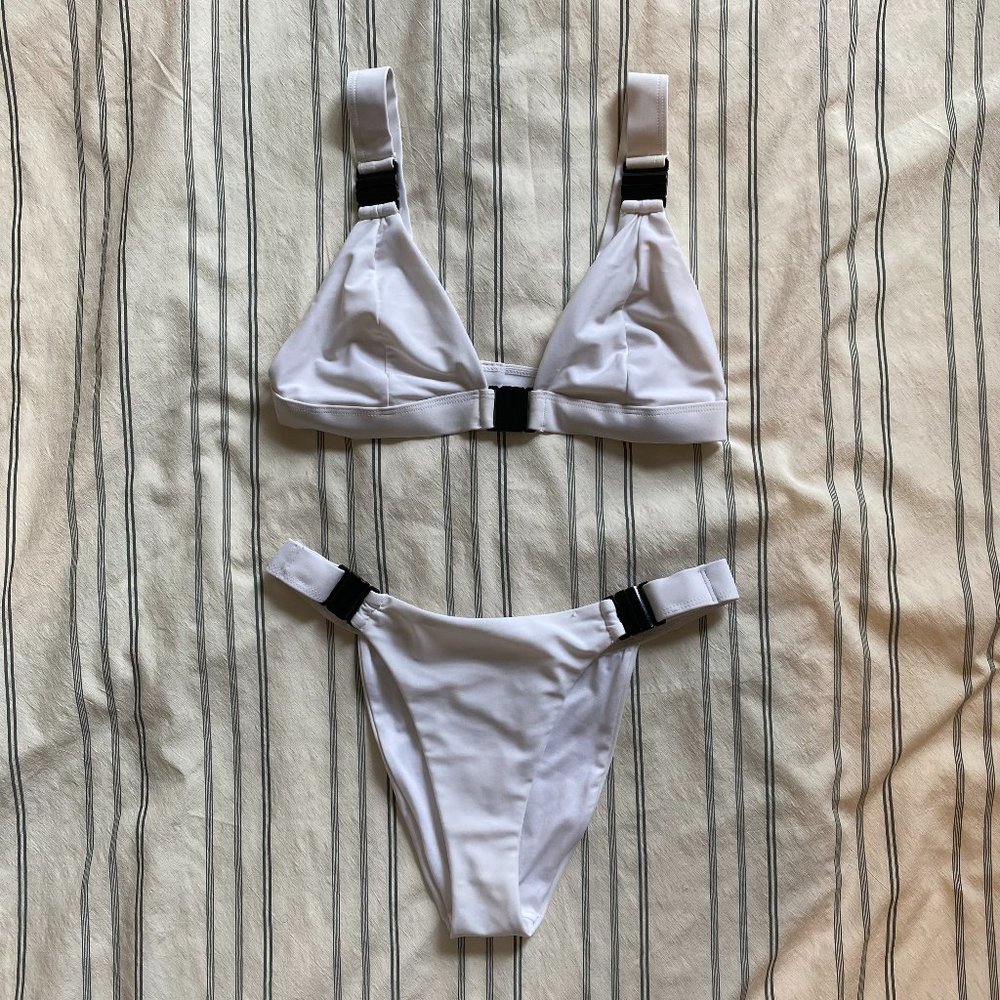White Buckle Bikini Set